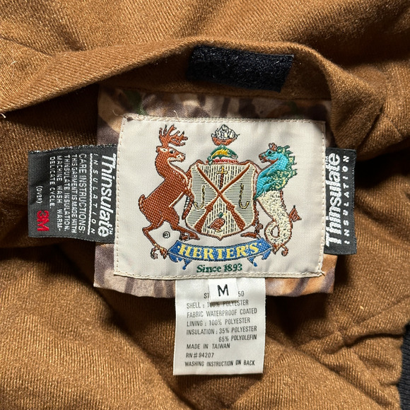 Vintage Herters Jacket Adult MEDIUM Brown Camouflage Hunting Reversible 90s - Picture 8 of 11
